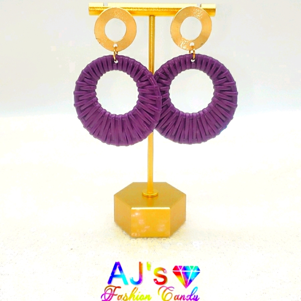 Resin Rattan Dangle Drop Earrings
